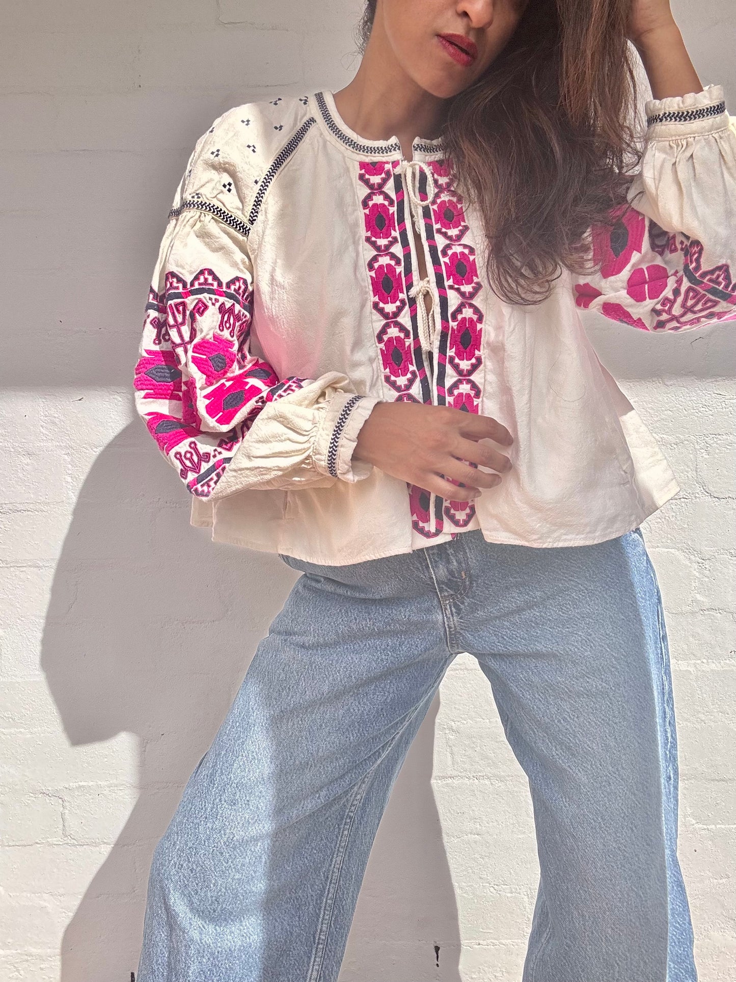 Free People Embroidered Blouse
