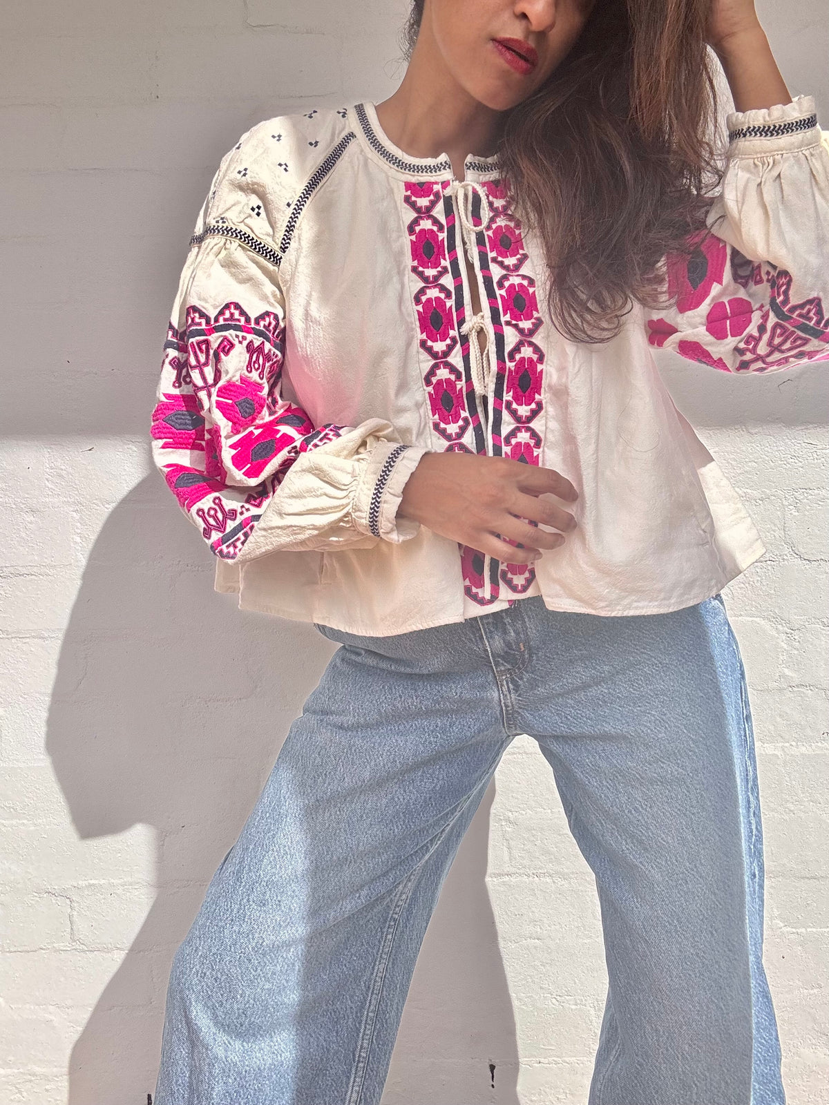 Free People Embroidered Blouse