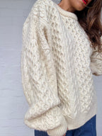 Vintage Irish Aran Knit Sweater - Cream