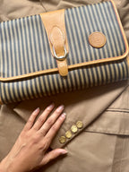 FENDI 70's Pequin Pattern Clutch & Clutch/Removable Crossbody Strap