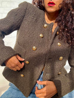 CELINE Chasseur Jacket Bouclé Tweed Khaki