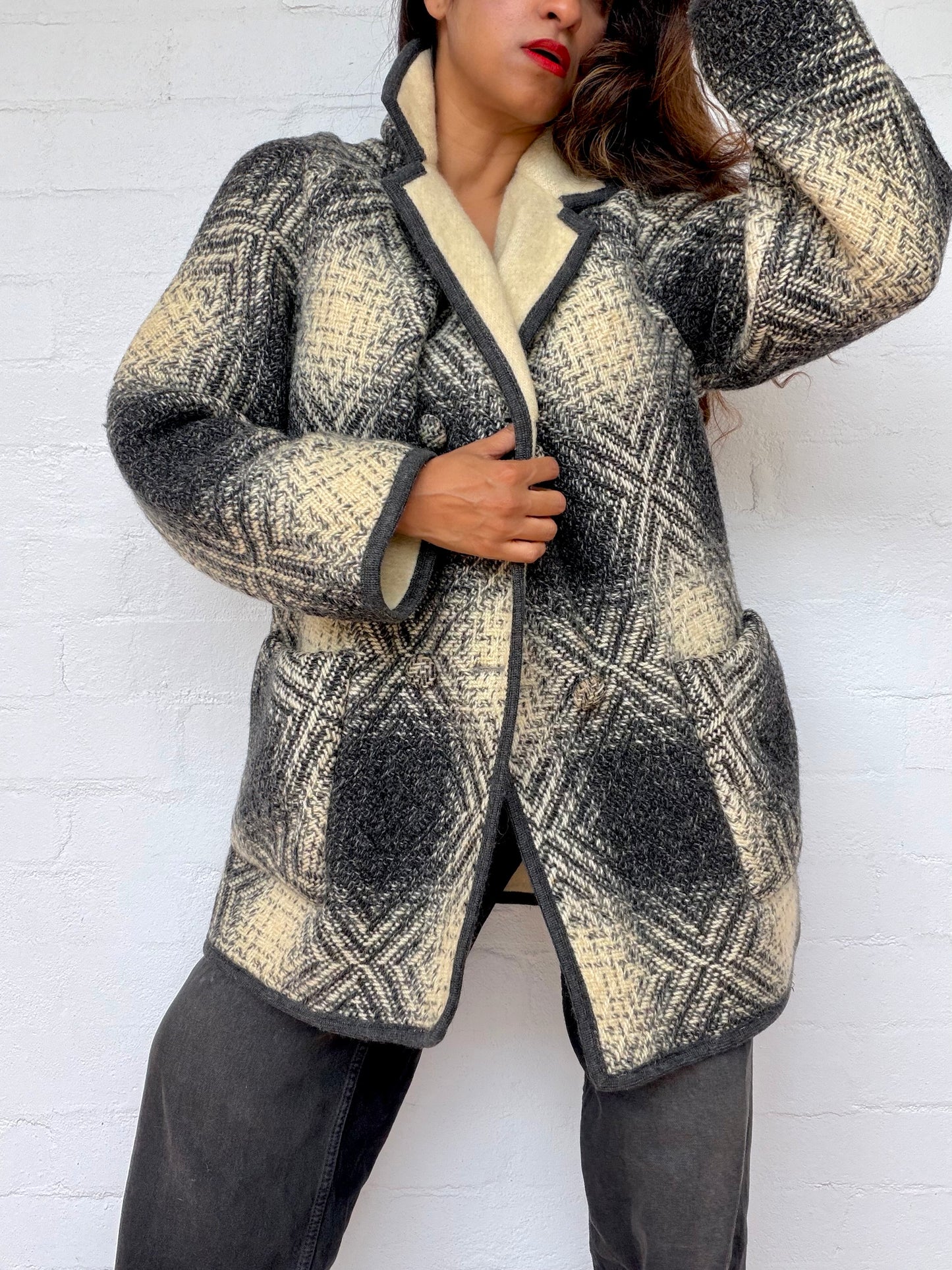 Vintage Reversible Mohair Coat -  Made in England