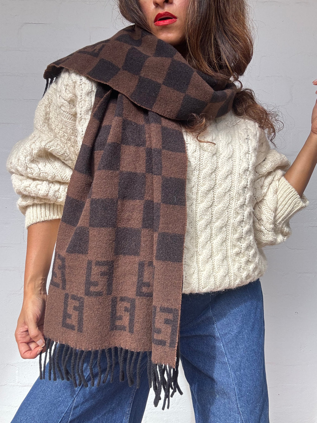 Vintage Fendi Wool Scarf - Dark Brown