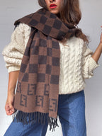 Vintage Fendi Wool Scarf - Dark Brown