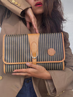 FENDI 70's Pequin Pattern Clutch & Clutch/Removable Crossbody Strap