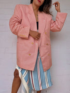 Authentic Dior Pinstripe Cotton Blazer - Coral
