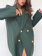 Vintage Wool Double-Breasted Maxi Coat - Forest Green