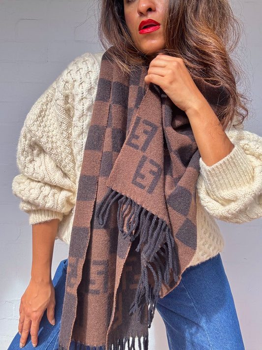 Vintage Fendi Wool Scarf - Dark Brown