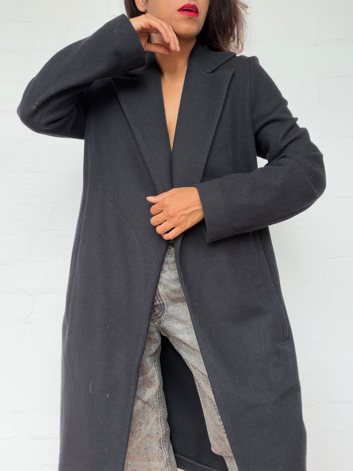 Jac + Jack Long Wool Coat - Black
