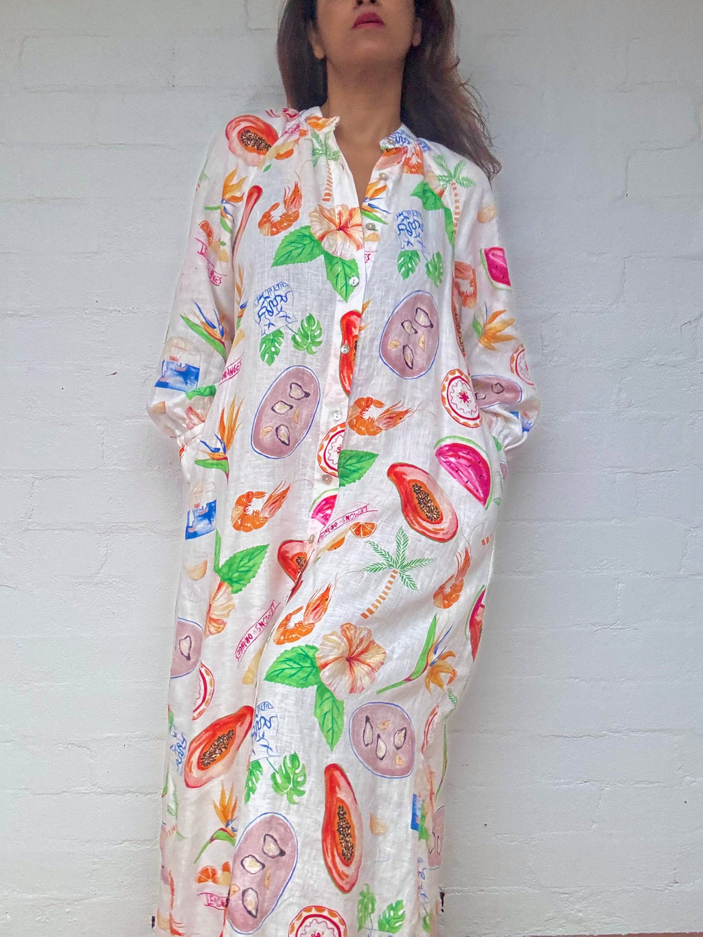 Sheike Printed Linen Maxi Dress