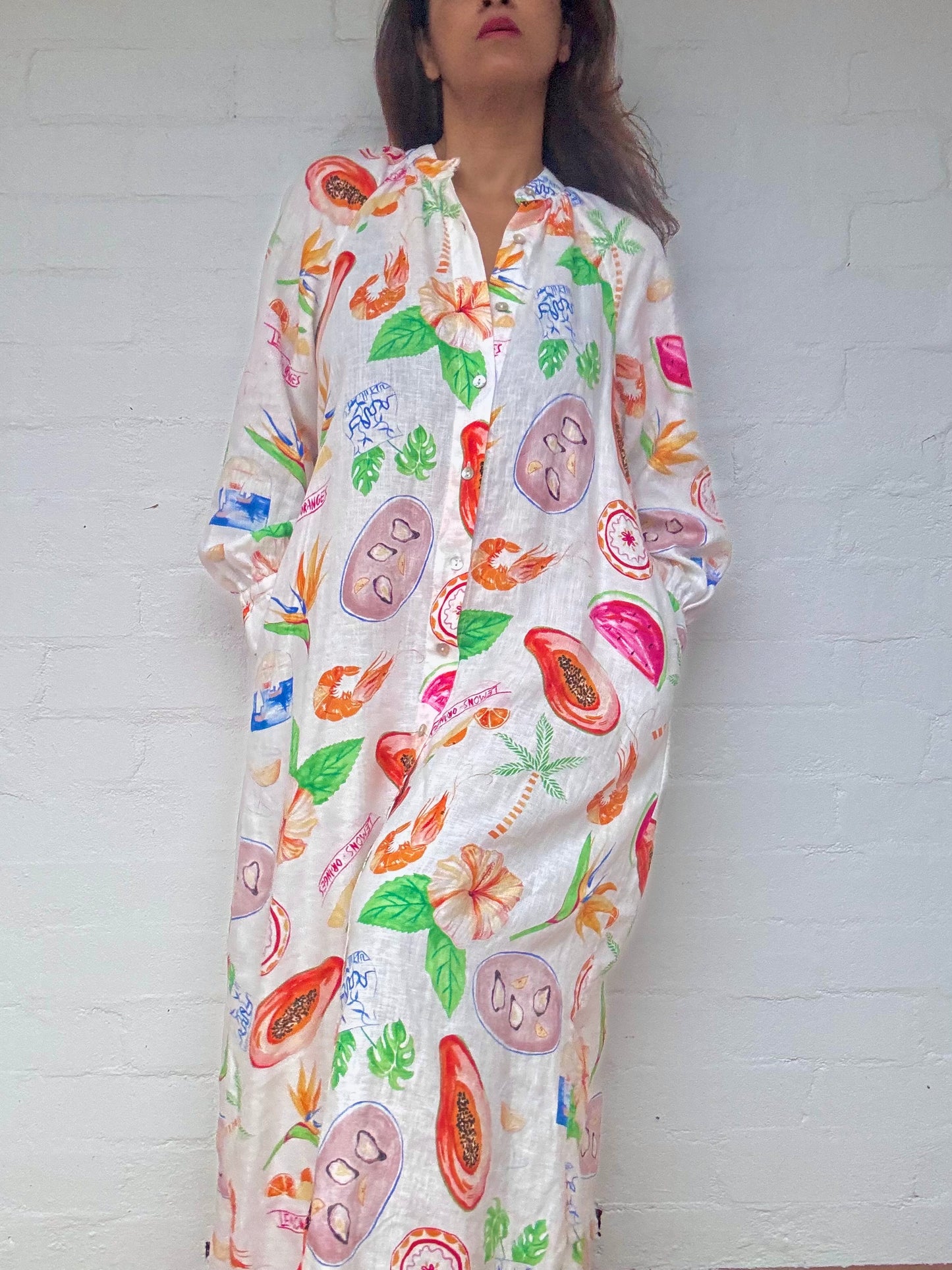 Sheike Printed Linen Maxi Dress