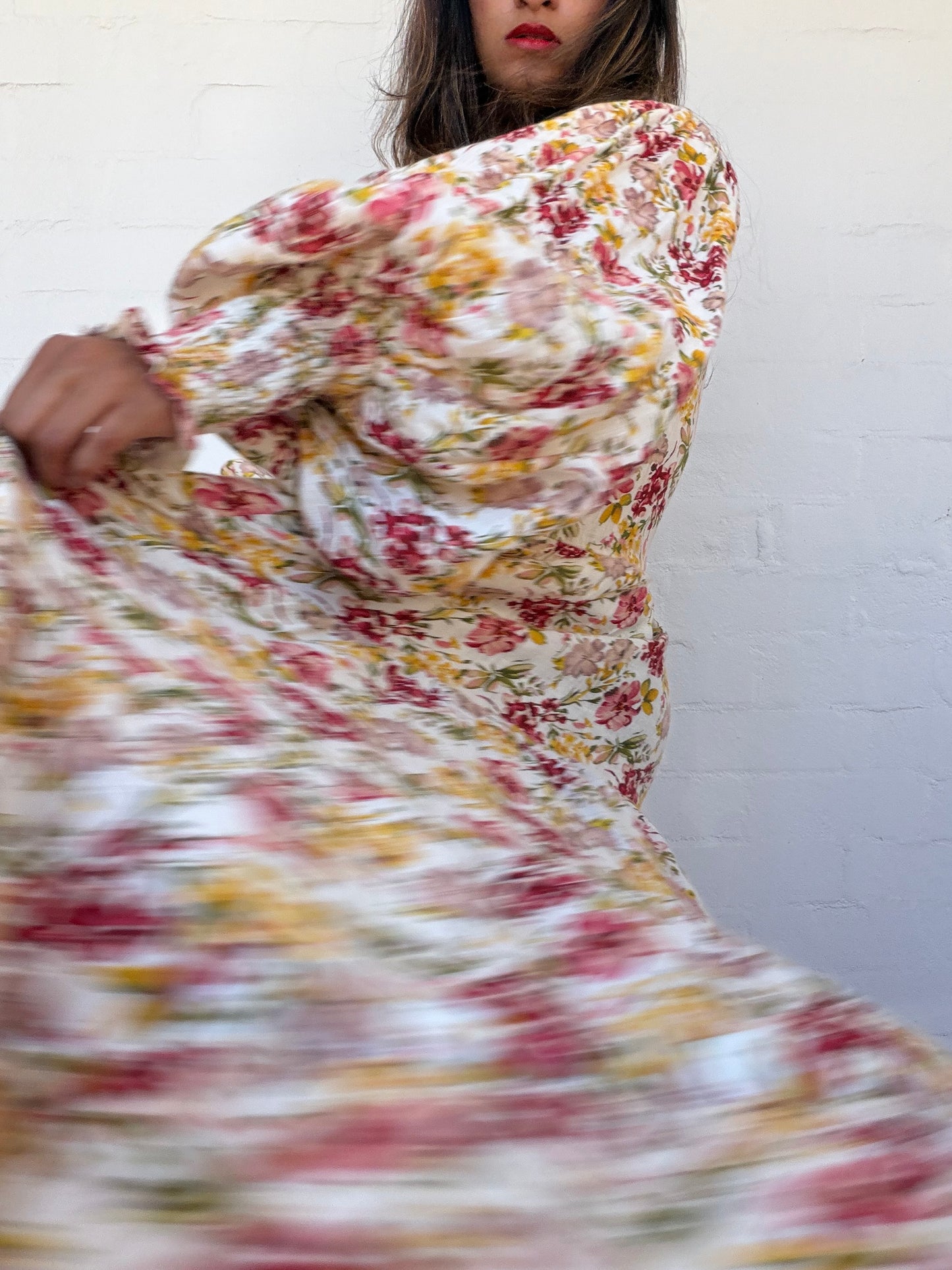 La Boheme Aurelia Floral Long Sleeve Linen Maxi