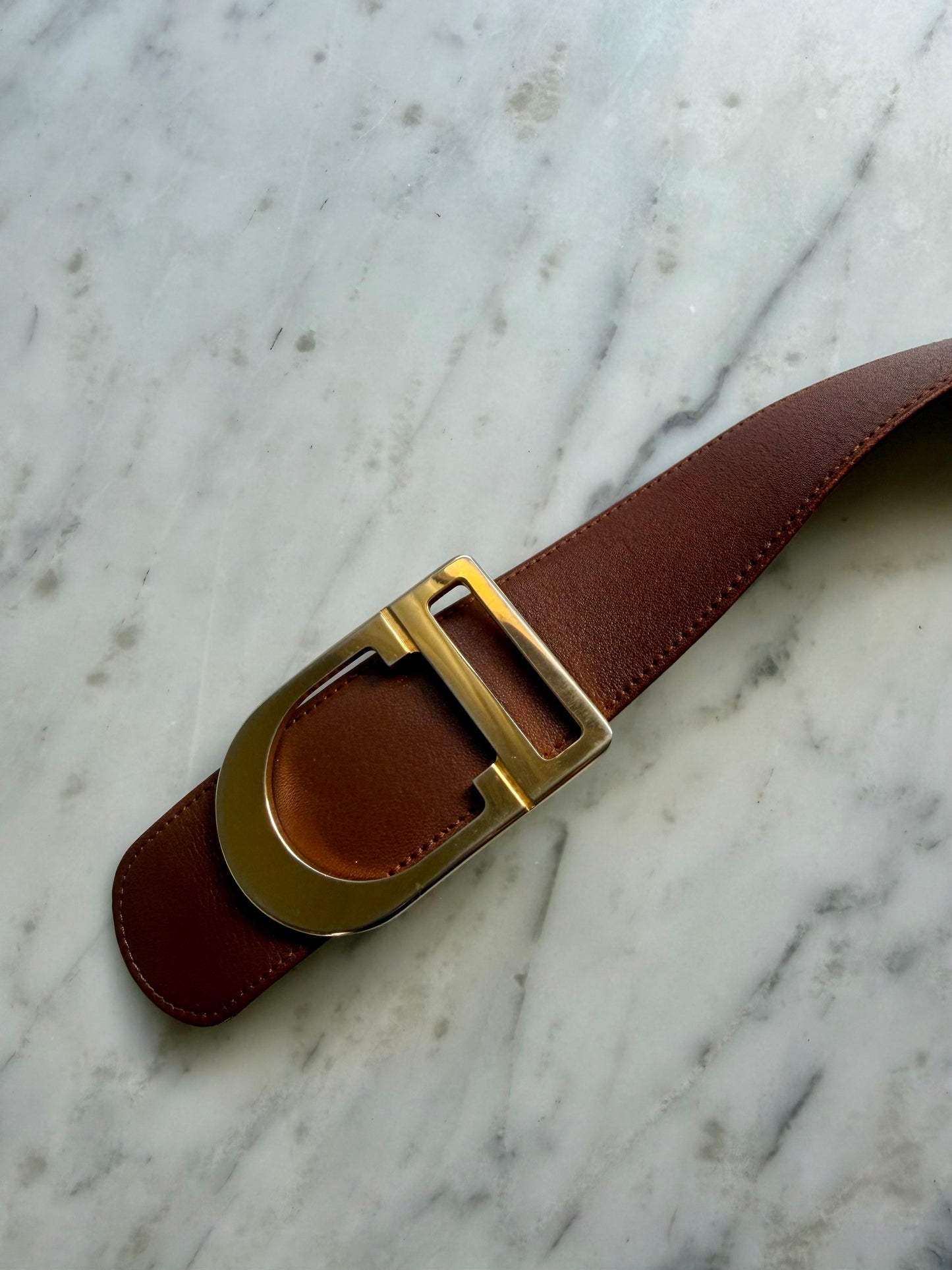 Vintage Christian Dior Brown Leather Belt