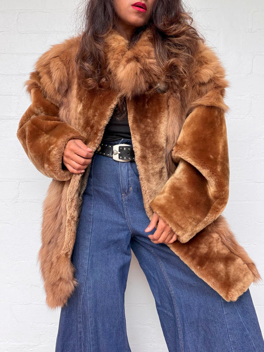 Vintage Caramel Brown Fur Coat