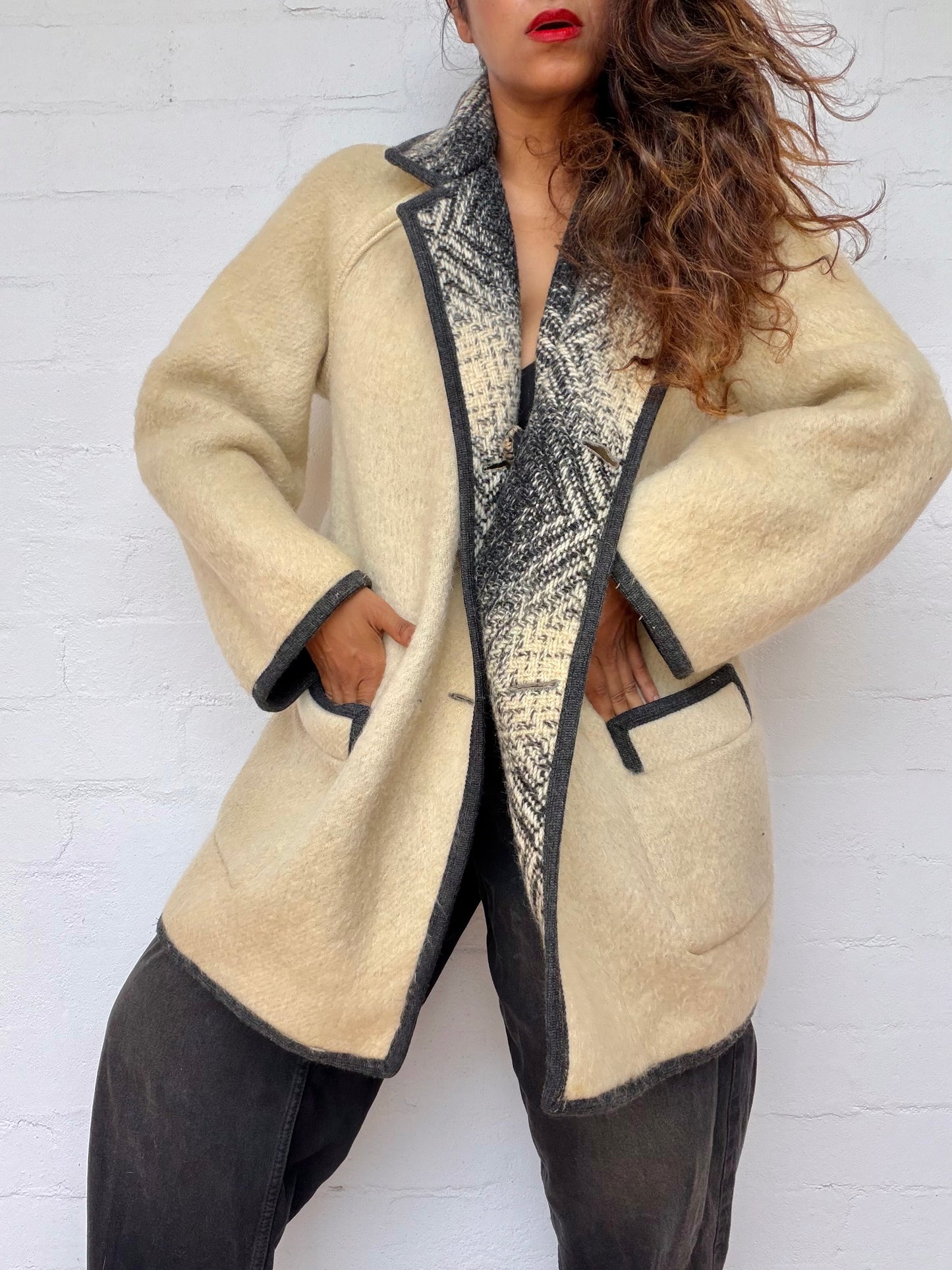 Vintage Reversible Mohair Coat -  Made in England