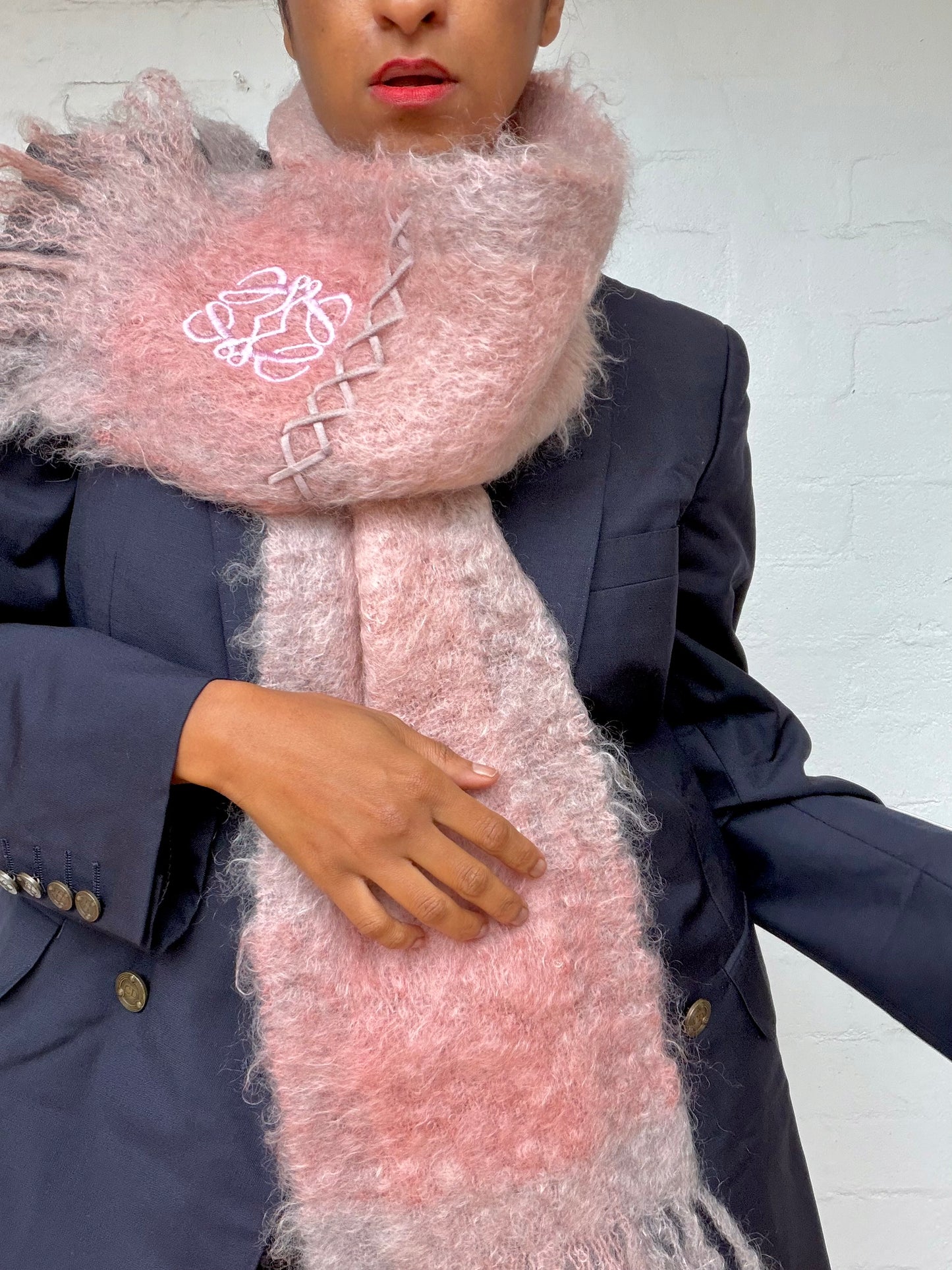 LOEWE Anagram Mohair Scarf - Pink