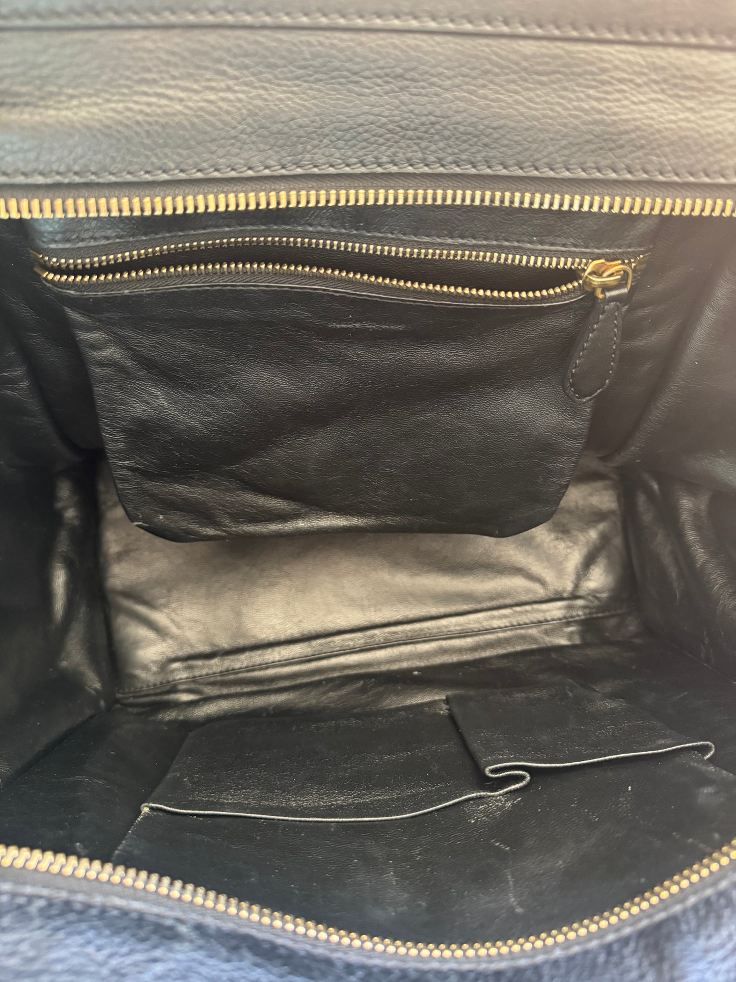 CELINE - Smooth Calfskin Tweed Tartan Medium Luggage Bag - Navy