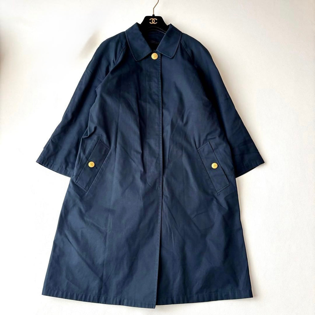 Burberry Balmacaan Trench Coat With Detachable Quilted Lining - Navy