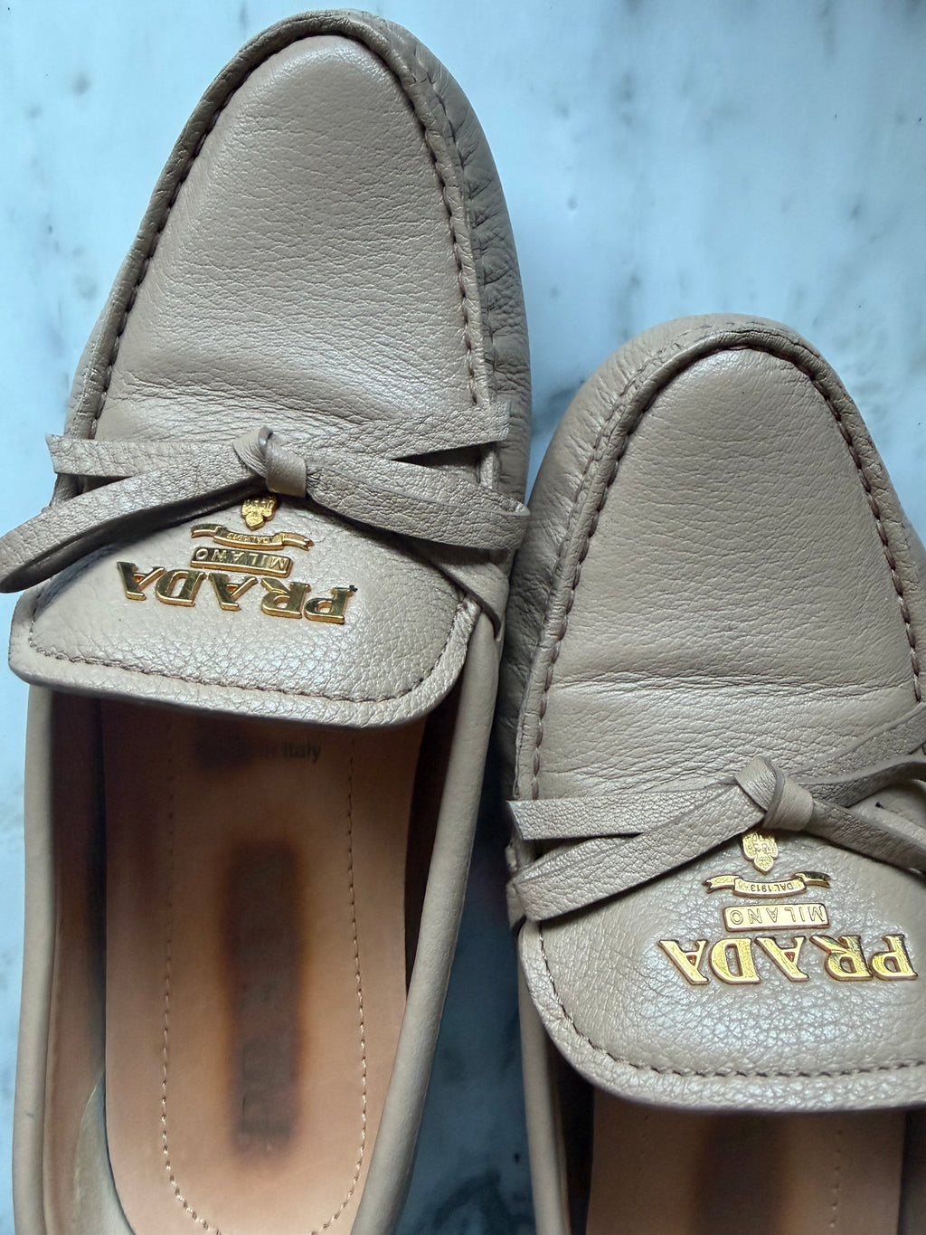 Prada Beige Leather Loafers