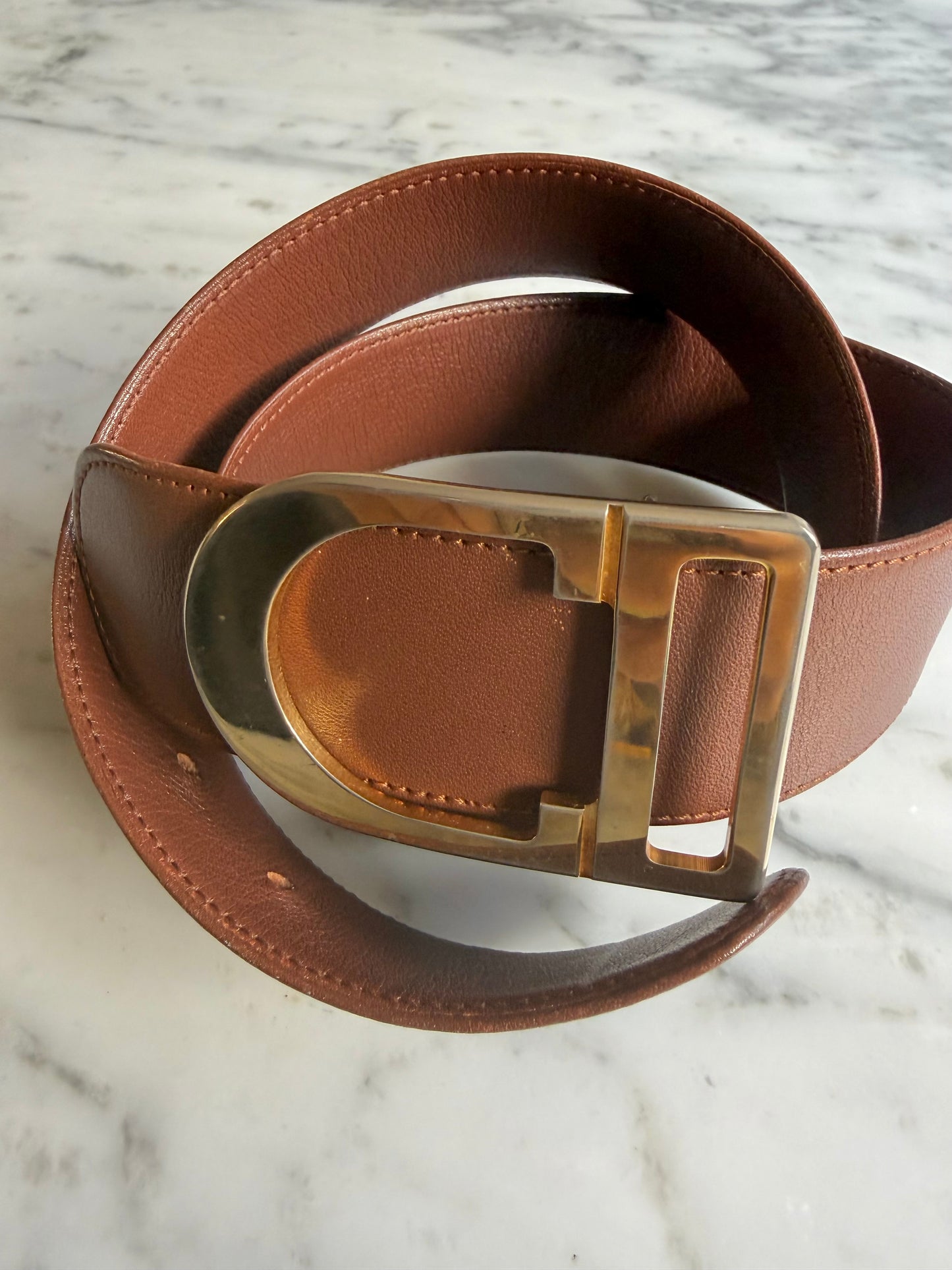 Vintage Christian Dior Brown Leather Belt