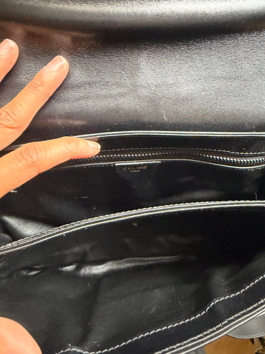 Vintage Celine Horse Carriage Leather Shoulder Bag - Black