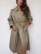 Burberry Double Breasted Trench Coat - Khaki