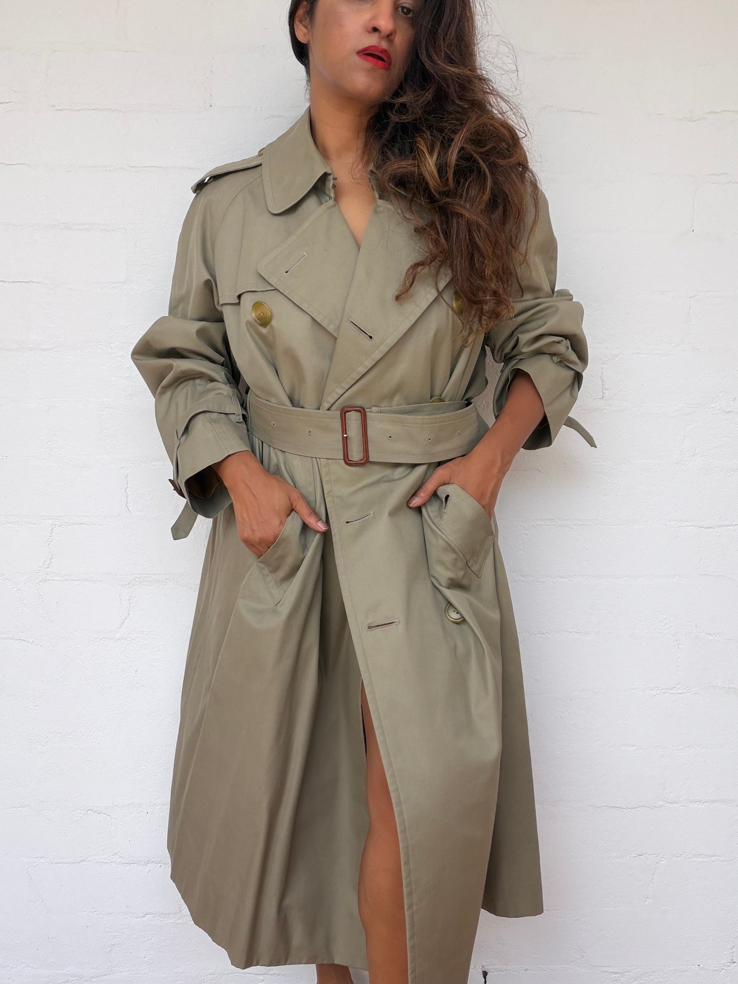 Burberry Double Breasted Trench Coat - Khaki