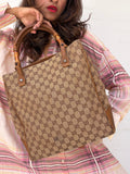 Vintage Gucci GG Canvas Bamboo Tote - Large
