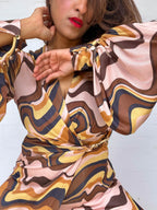 Sheike Swirl Print Twist-Front Maxi Dress