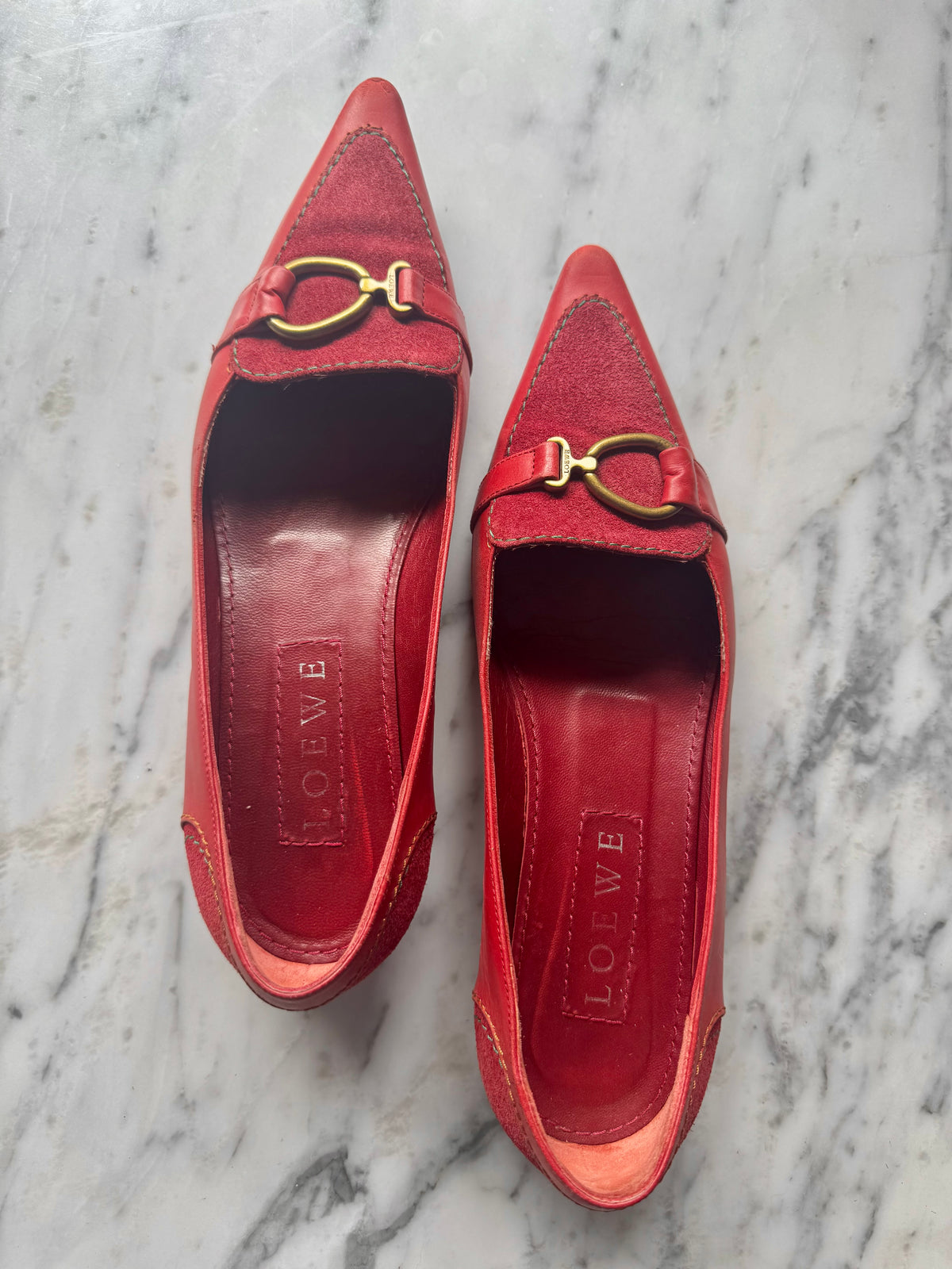 Vintage LOEWE Flats - Red/Orange