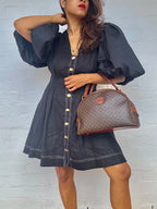Celine Vintage Macadam Half Moon Handbag