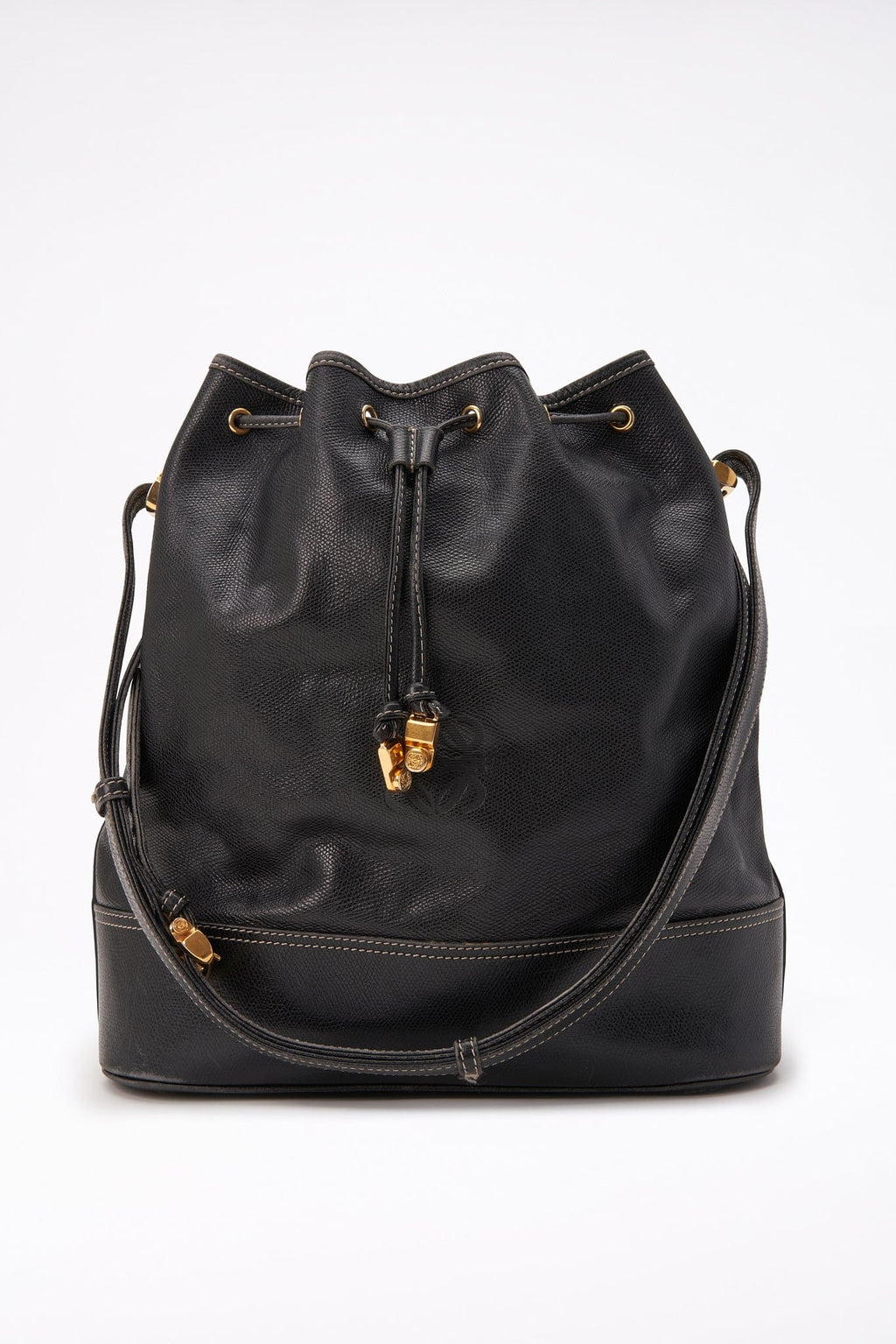 Rare Vintage Loewe Anagram Bucket Bag - Black