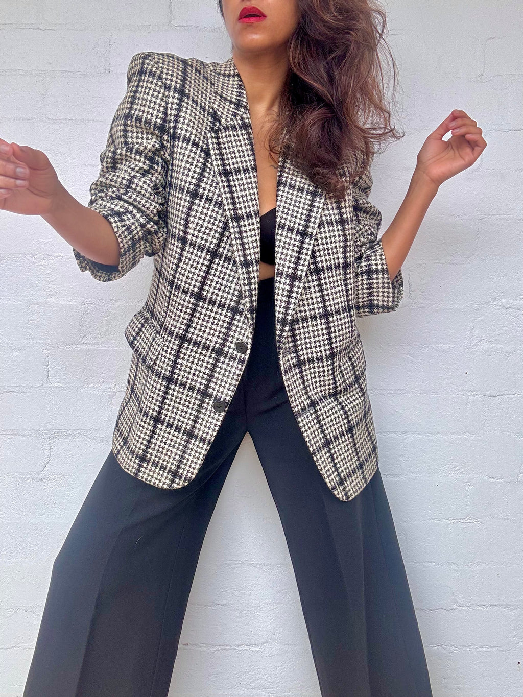Authentic Dior Hounds-tooth Tweed Wool Blazer