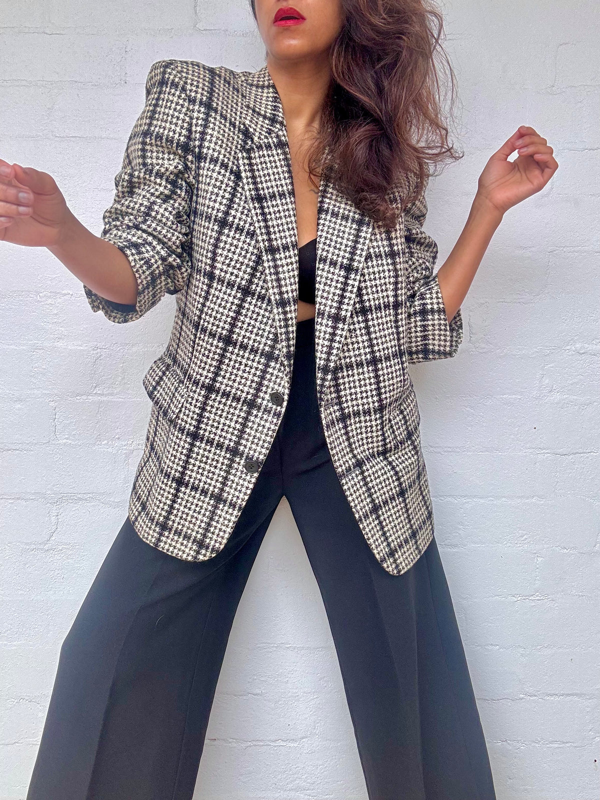 Authentic Dior Hounds-tooth Tweed Wool Blazer
