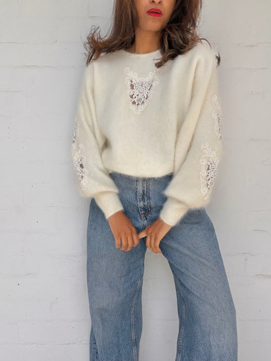 Vintage Angora Jumper - White