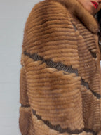 Vintage Textured Brown Mink Fur Coat