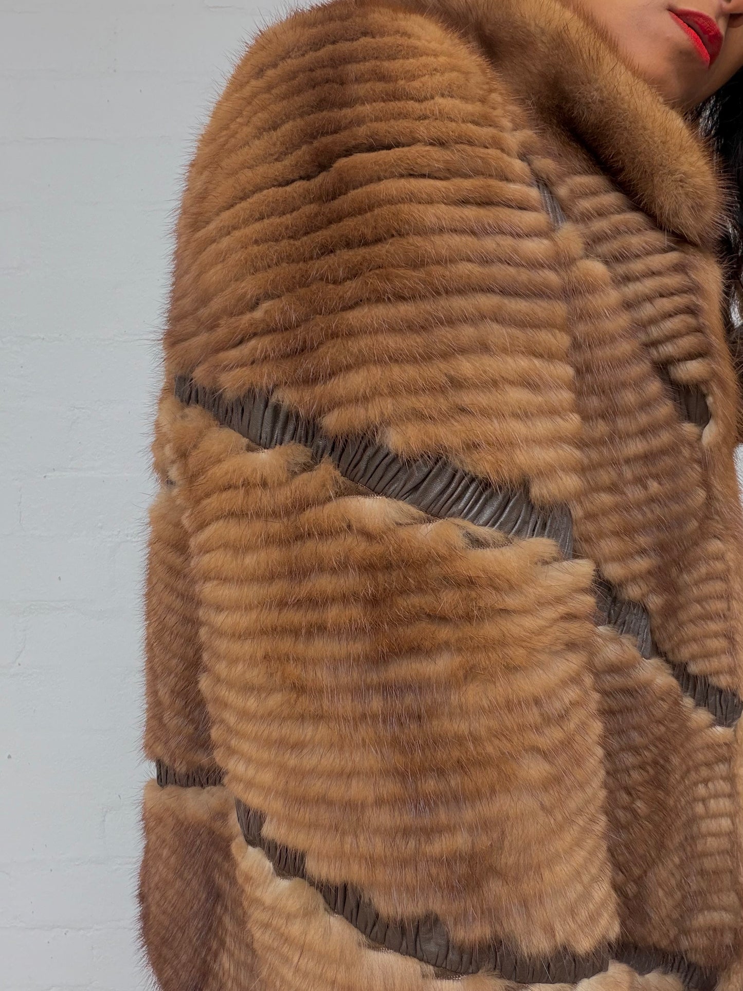 Vintage Textured Brown Mink Fur Coat