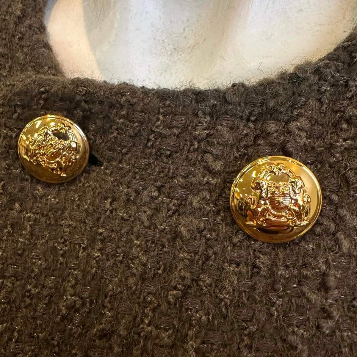 CELINE Chasseur Jacket Bouclé Tweed Khaki