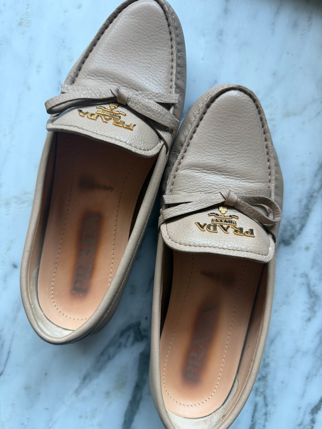 Prada Beige Leather Loafers