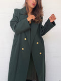 Vintage Wool Double-Breasted Maxi Coat - Forest Green