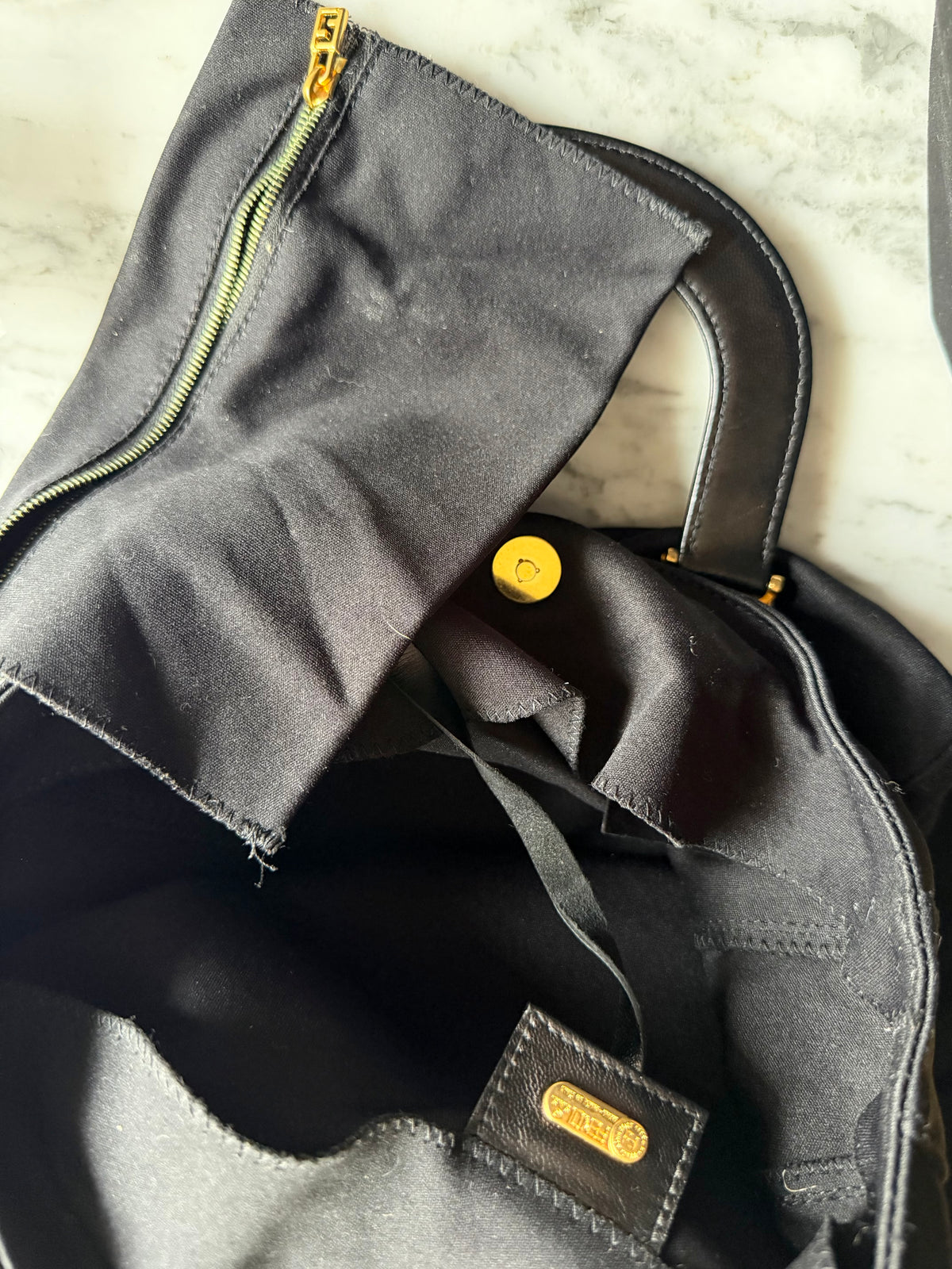 Vintage Fendi Nylon FF Mini Tote - Black
