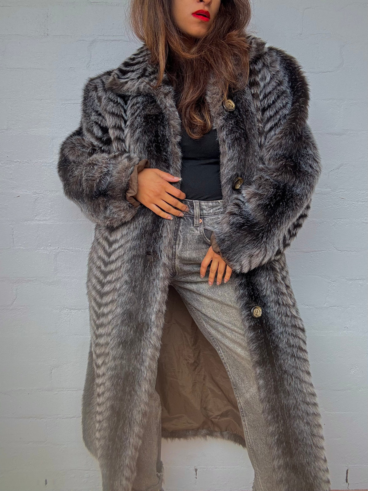 Vintage Parisian Faux Fur Coat