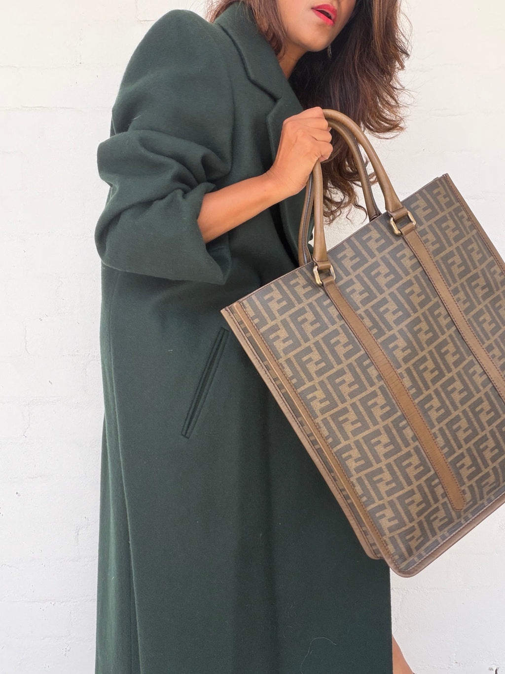 Rare Vintage Fendi Zucca Large Vertical Tote