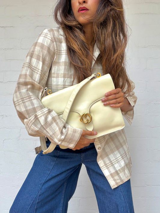 Vintage Gucci Interlocking G Dollar Crossbody Bag - Ivory