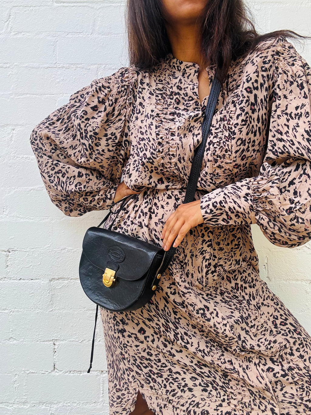 Vintage Oroton Black Leather Cross Body Bag