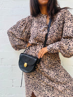 Vintage Oroton Black Leather Cross Body Bag