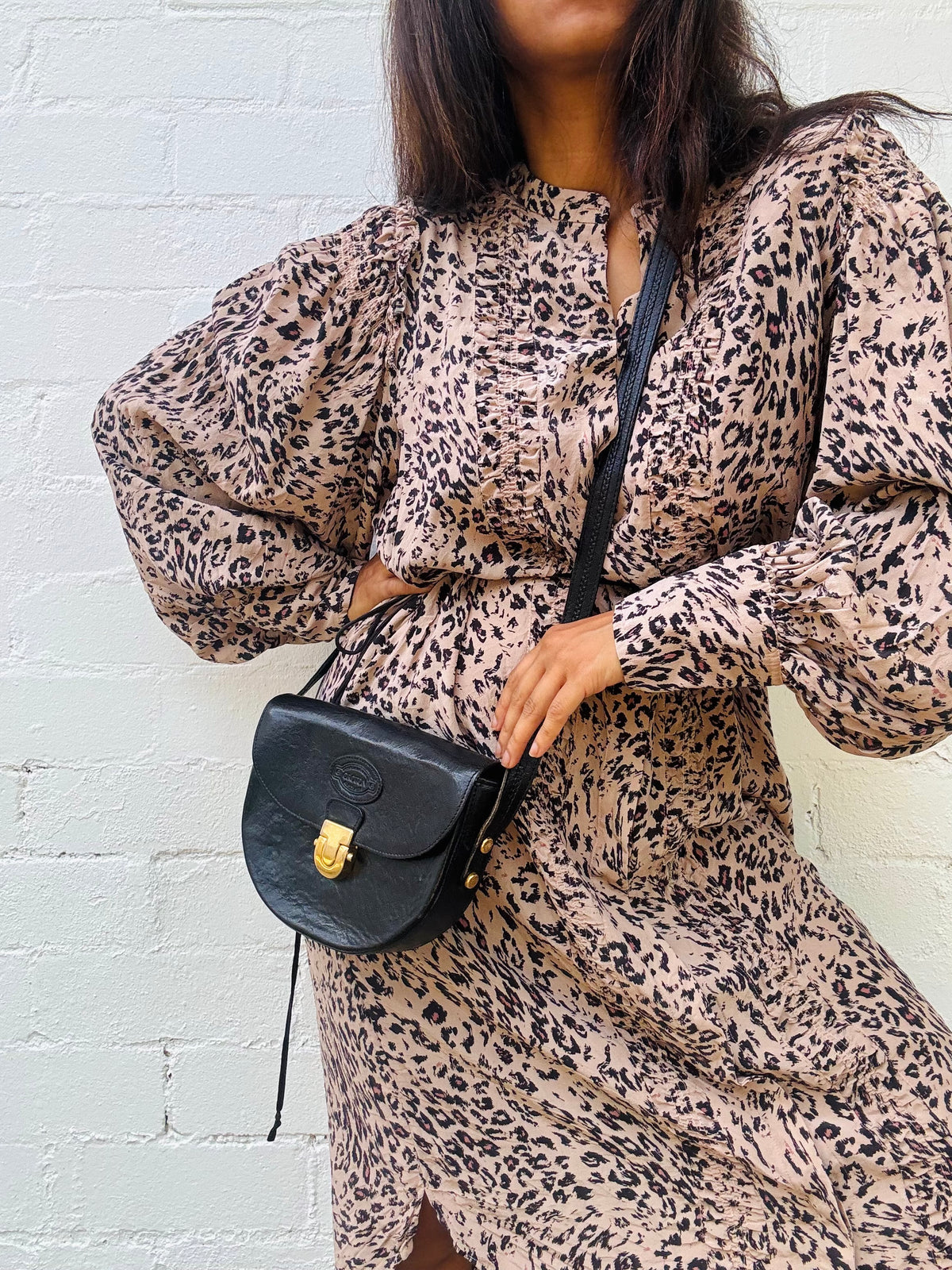 Vintage Oroton Black Leather Cross Body Bag