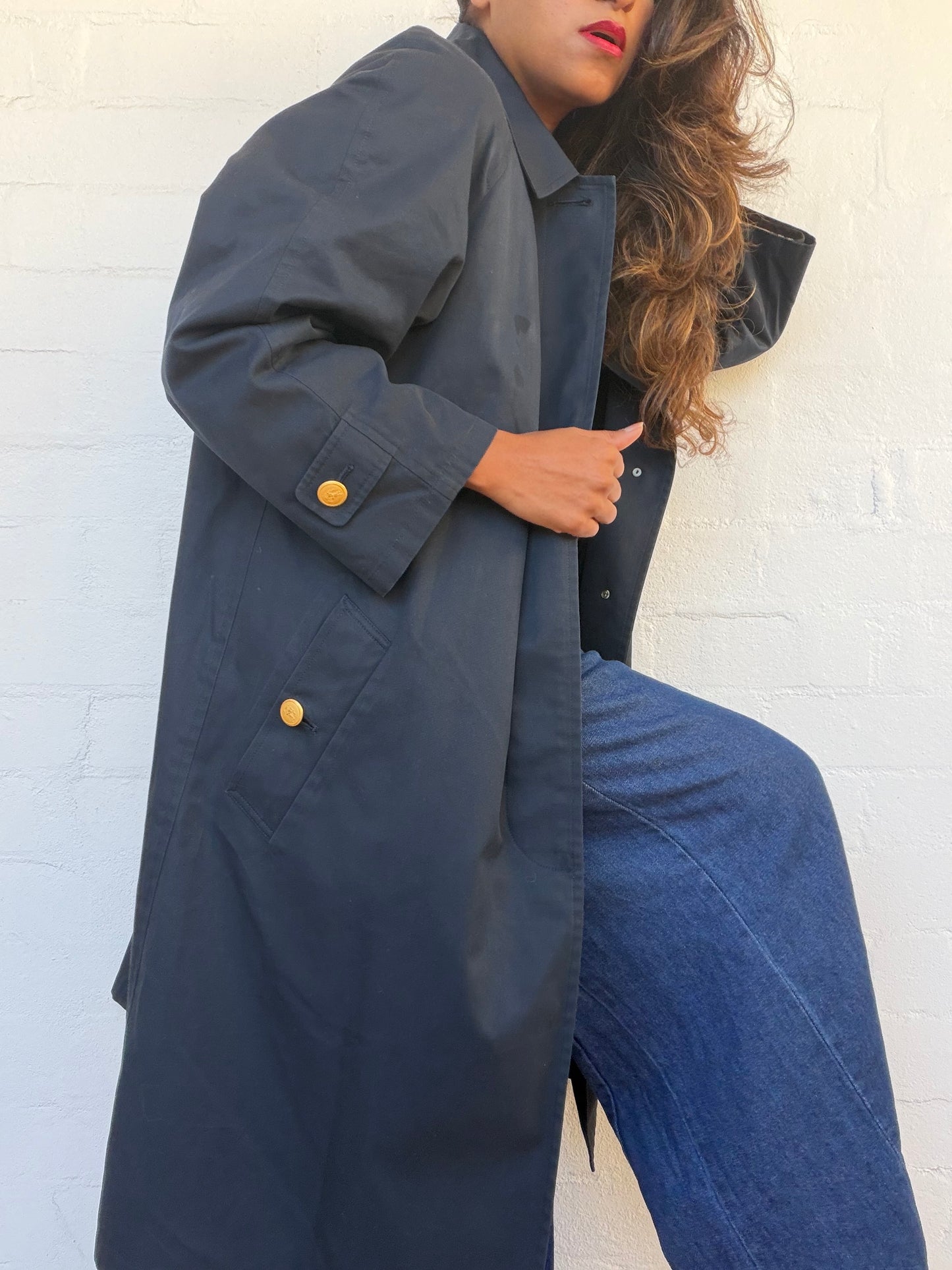 Burberry Balmacaan Trench Coat With Detachable Quilted Lining - Navy