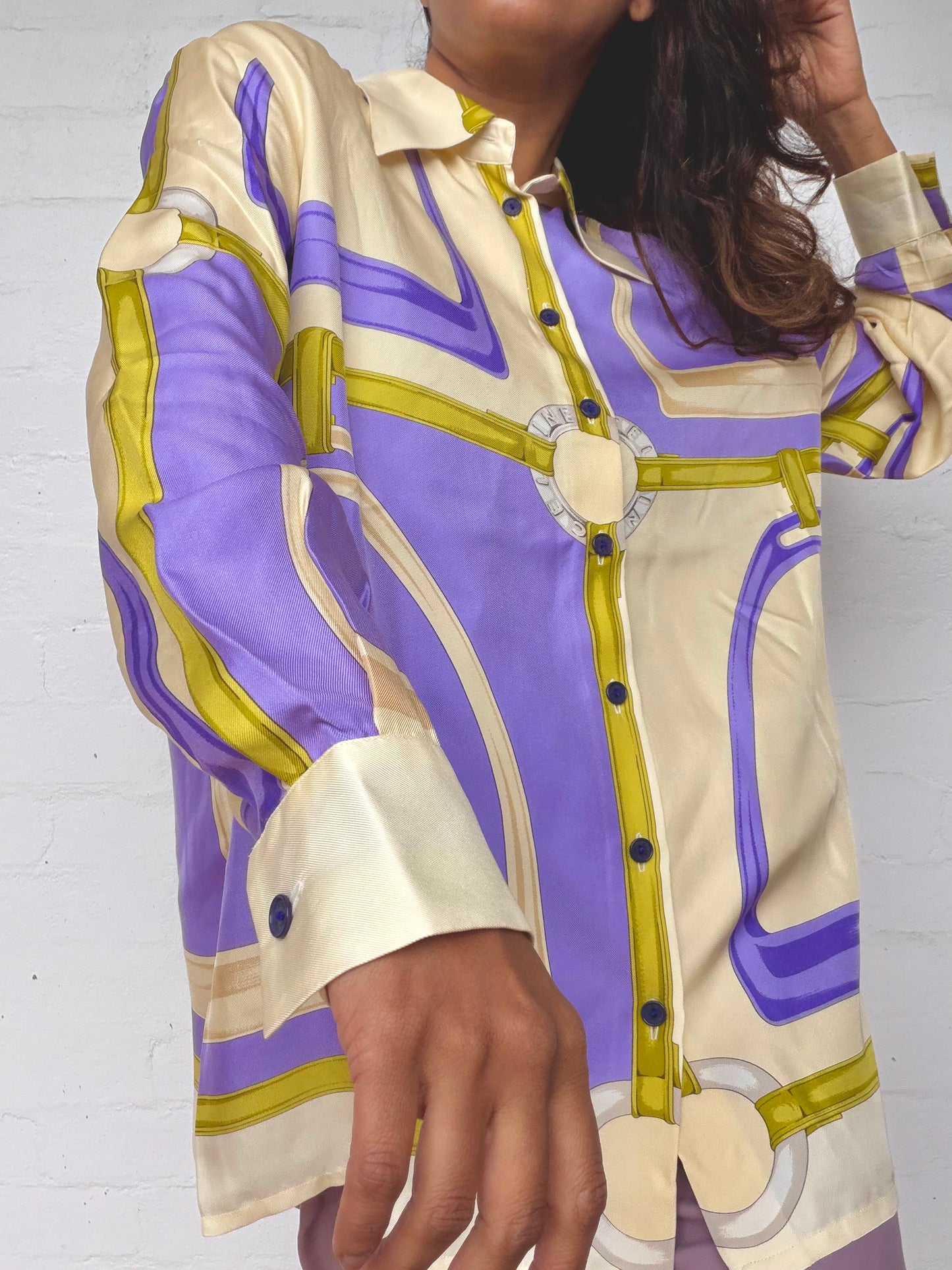 Vintage Celine Print 100% Silk Shirt