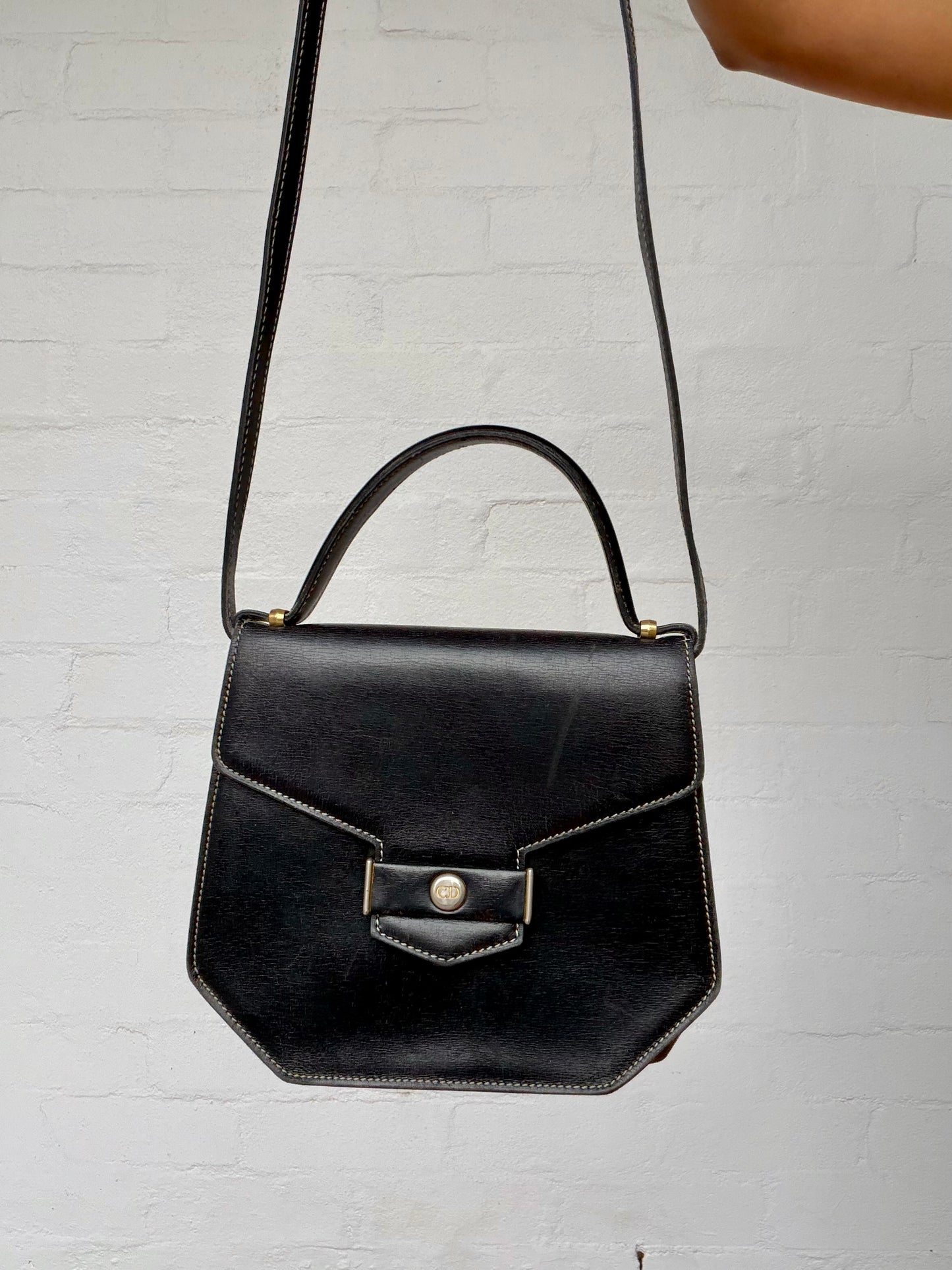 Vintage Dior Structured Top Handle Crossbody Bag